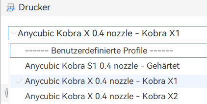 Vor jedem Slicen das passende Profil wählen